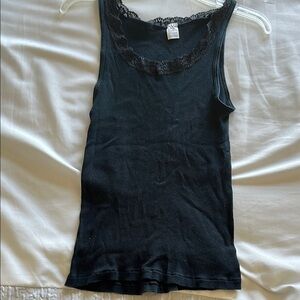 Jockey Black Tank Top with Lace Detail Size Large